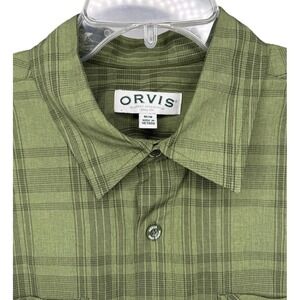 Orvis Classic Collection Men's Medium‎ Green Plaid Short Sleeve Button Up Shirt